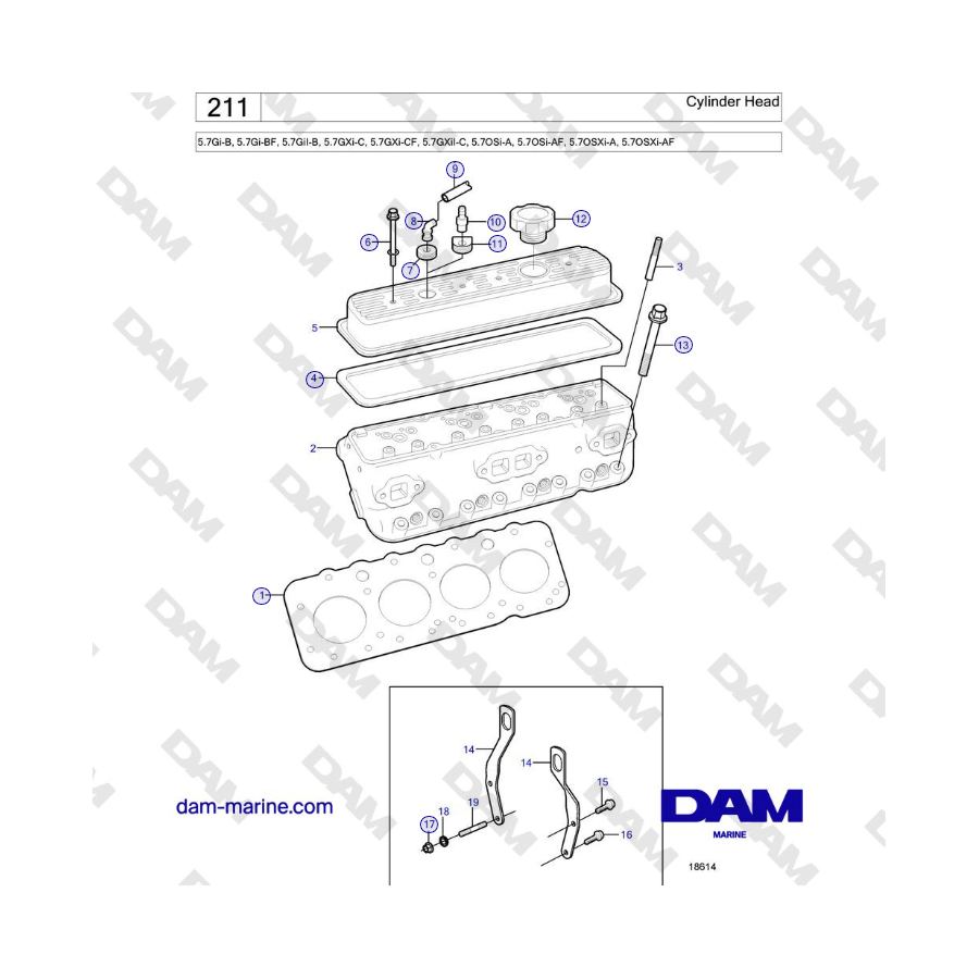 Volvo Penta 5.7L GI-B / GXI-C - Culata