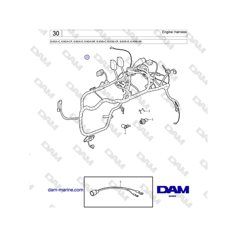 Volvo Penta 5.0GXi-C, 5.0GXi-CF, 5.0GXi-D, 5.0GXi-DF, 5.0OSi-C, 5.0OSi-CF, 5.0OSi-D, 5.0OSi-DF - Arnés de motor