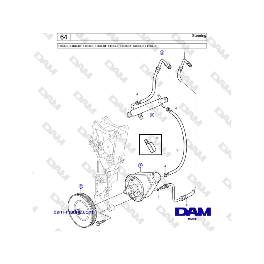 Volvo Penta 5.0GXi-C, 5.0GXi-CF, 5.0GXi-D, 5.0GXi-DF, 5.0OSi-C, 5.0OSi-CF, 5.0OSi-D, 5.0OSi-DF - Dirección