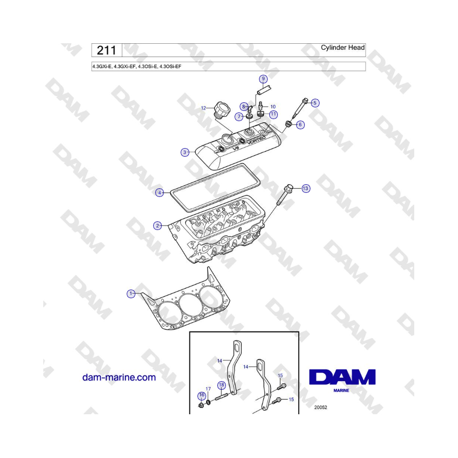 Volvo Penta 4.3L GXI-E / 4.3L GXI-EF - Cylinder Head