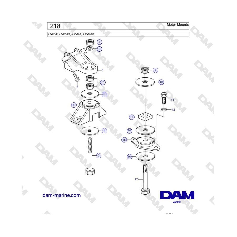 Volvo Penta 4.3L GXI-E / 4.3L GXI-EF - Soportes de motor