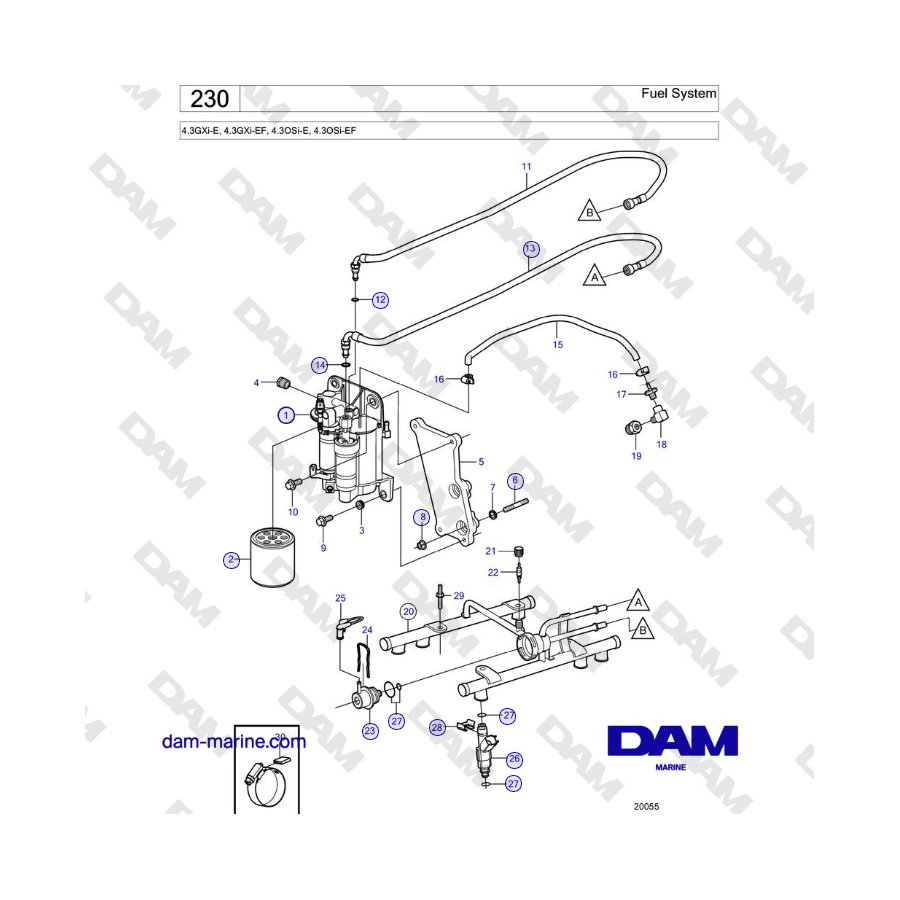 Volvo Penta 4.3L GXI-E / 4.3L GXI-EF - Fuel System