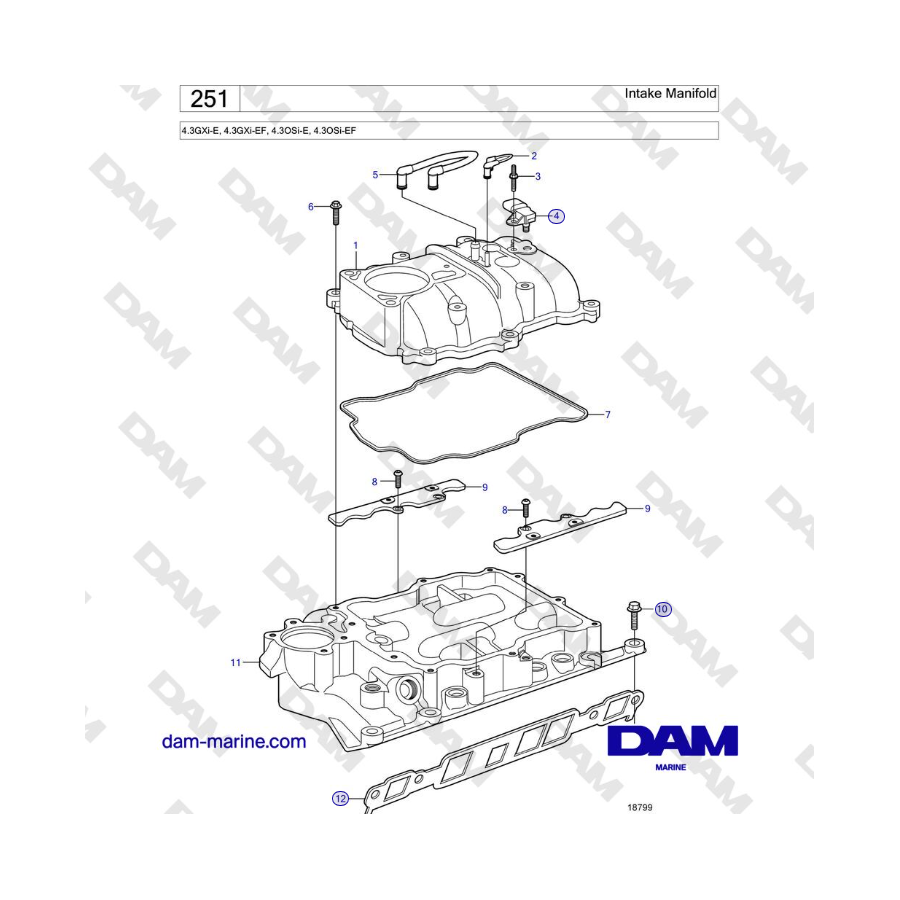 Volvo Penta 4.3L GXI-E / 4.3L GXI-EF - Colector de admisión