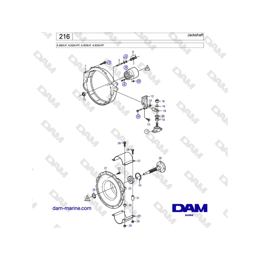 Volvo Penta 4.3GXi-F, 4.3GXi-FF, 4.3OSi-F, 4.3OSi-FF - Eje secundario