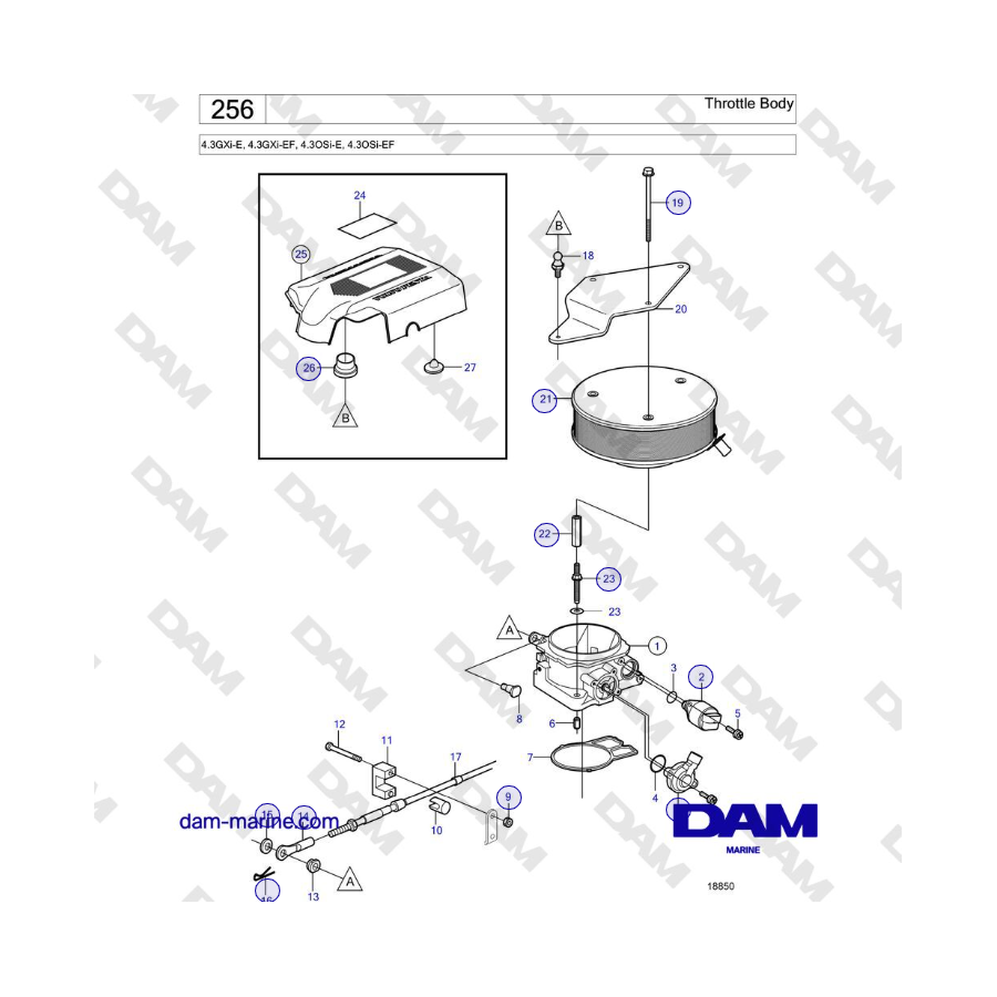 Volvo Penta 4.3L GXI-E / 4.3L GXI-EF - Cuerpo del acelerador