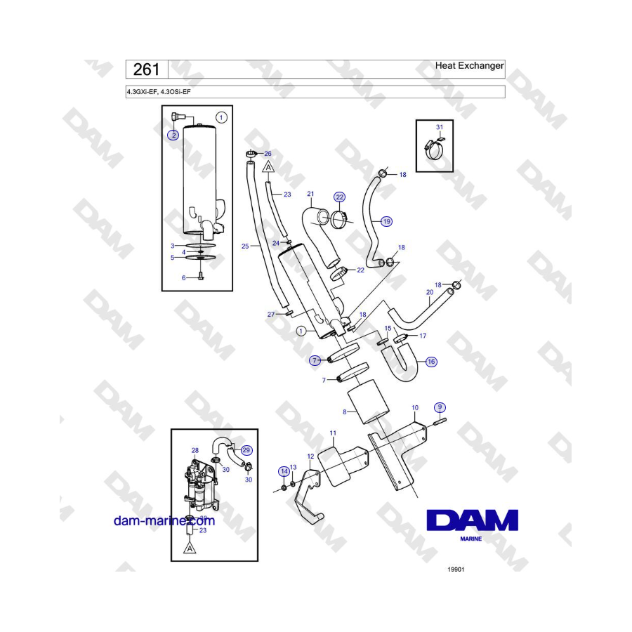 Volvo Penta 4.3L GXI-E / 4.3L GXI-EF - Heat Exchanger