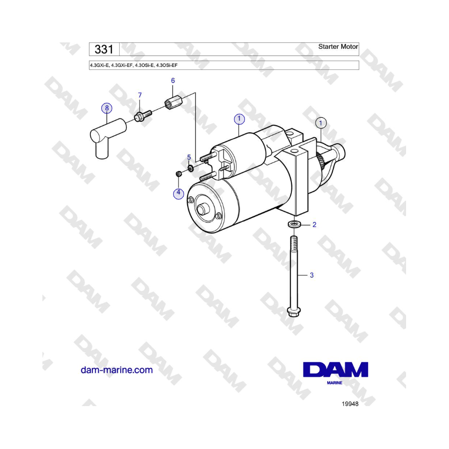 Volvo Penta 4.3L GXI-E / 4.3L GXI-EF - Starter Motor