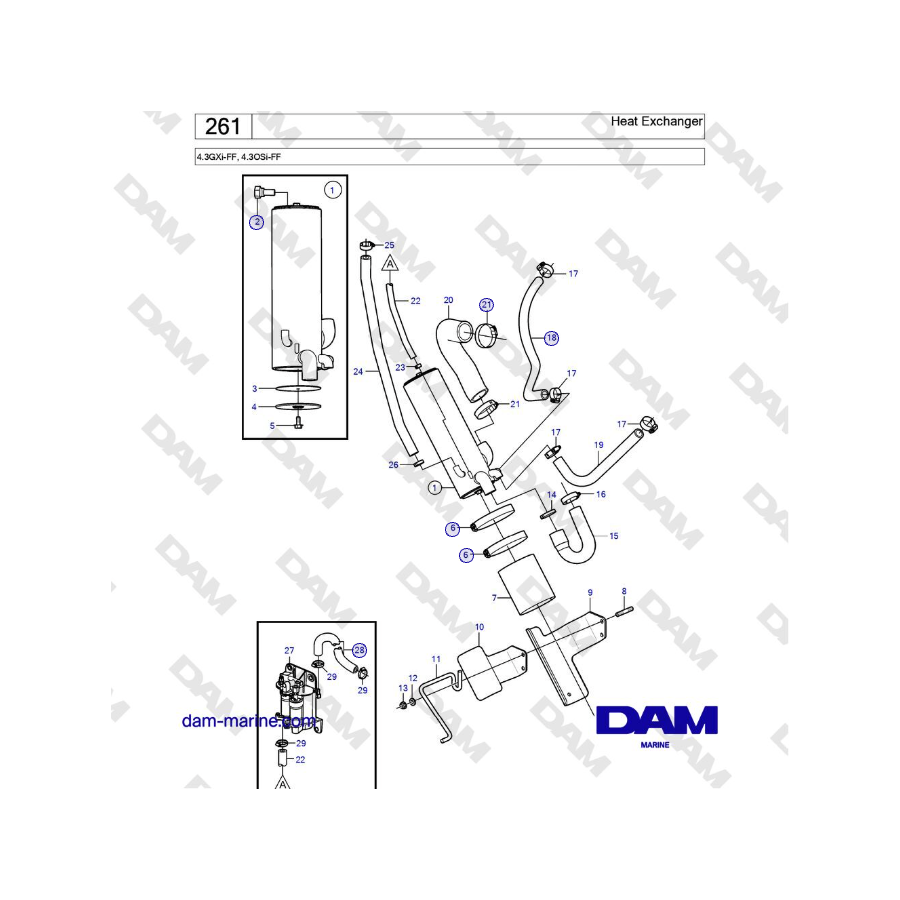 Volvo Penta 4.3GXi-FF, 4.3OSi-FF - Heat Exchanger