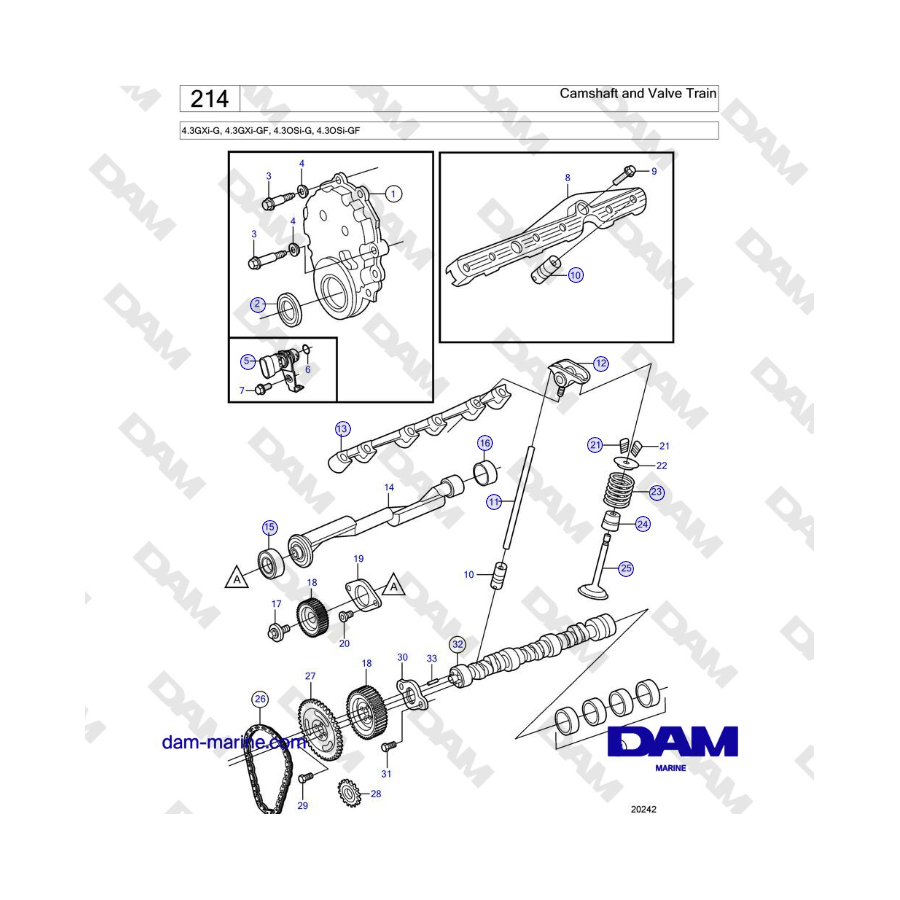 Volvo Penta 4.3L GXI-G / 4.3L GXI-GF - Camshaft and Valve Train