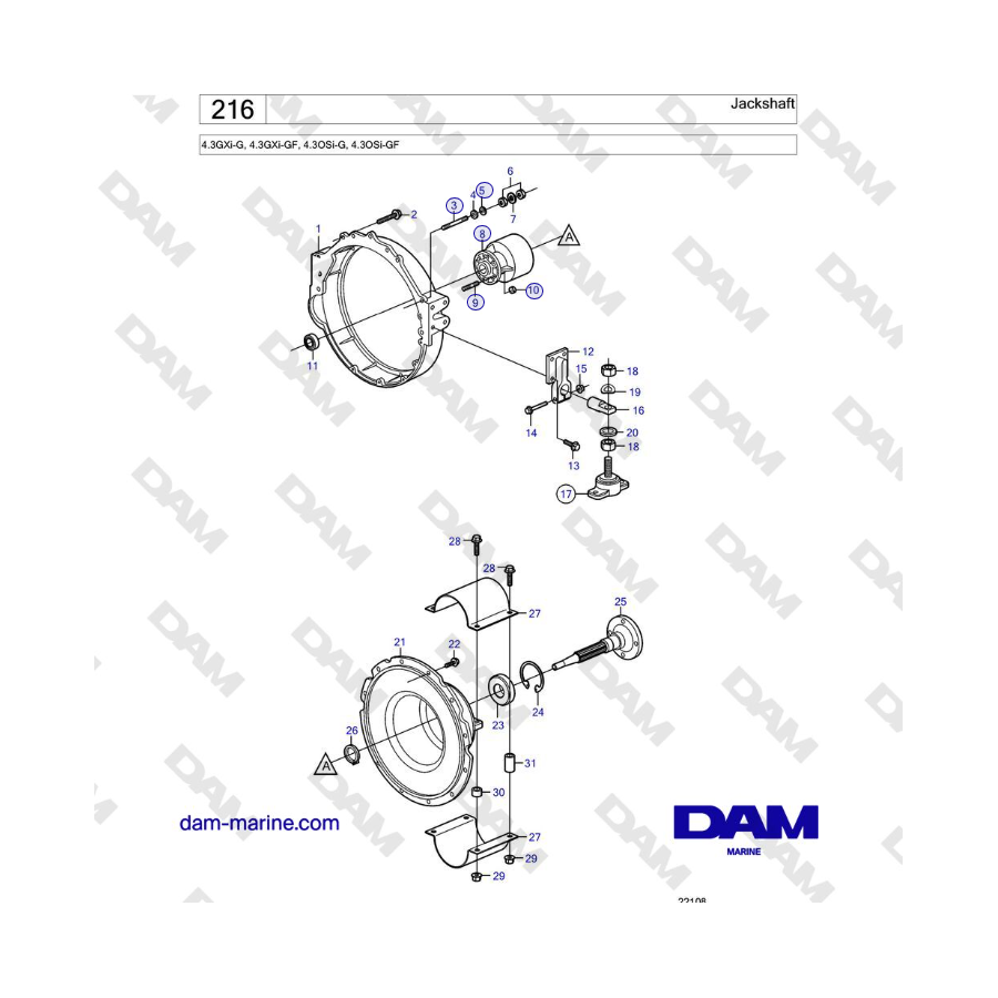 Volvo Penta 4.3L GXI-G / 4.3L GXI-GF - Jackshaft