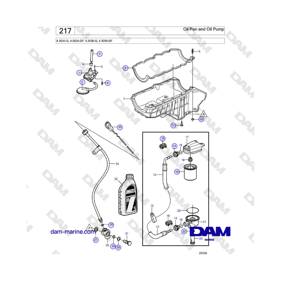 Volvo Penta 4.3L GXI-G / 4.3L GXI-GF - Oil Pan and Oil Pump