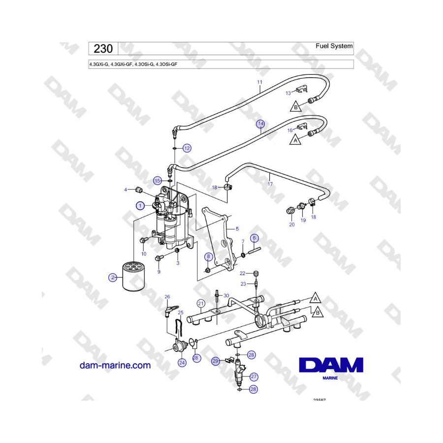 Volvo Penta 4.3L GXI-G / 4.3L GXI-GF - Fuel System