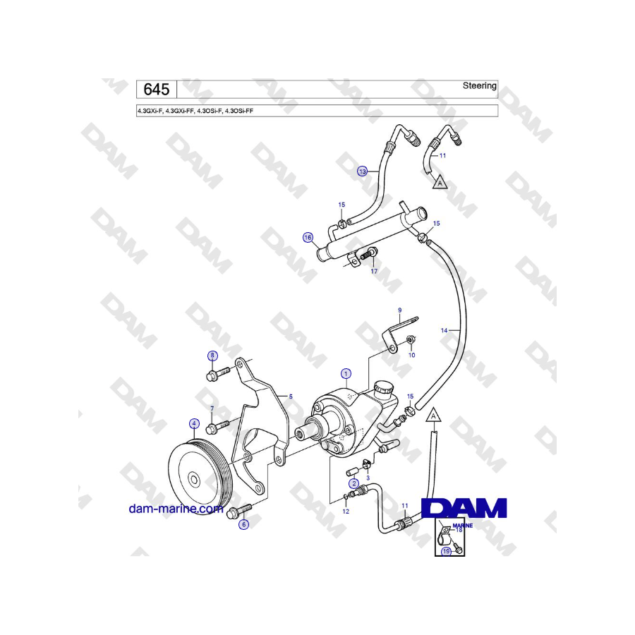 Volvo Penta 4.3GXi-F, 4.3GXi-FF, 4.3OSi-F, 4.3OSi-FF - Steering