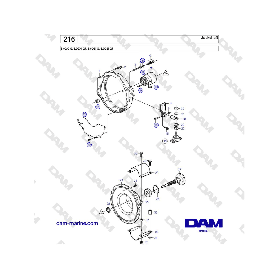 Volvo Penta 5.0GXi-G, 5.0GXi-GF, 5.0OSi-G, 5.0OSI-GF -Jackshaft