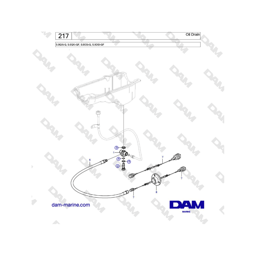 Volvo Penta 5.0GXi-G, 5.0GXi-GF, 5.0OSi-G, 5.0OSI-GF - Oil Drain