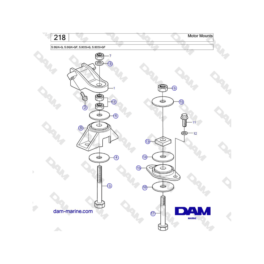 Volvo Penta 5.0GXi-G, 5.0GXi-GF, 5.0OSi-G, 5.0OSI-GF - Motor Mounts