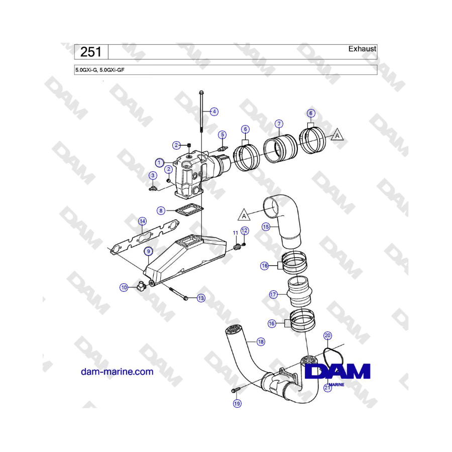 Volvo Penta 5.0L GXI-G / 5.0L GXI-GF - Exhaust