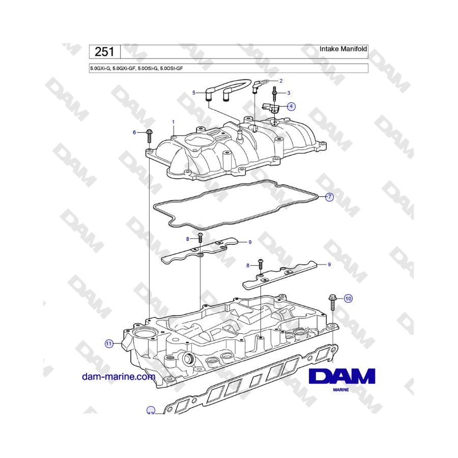 Volvo Penta 5.0L GXI-G / 5.0L GXI-GF / 5.0L OSI-G / 5.0L OSI-GF - Intake Manifold