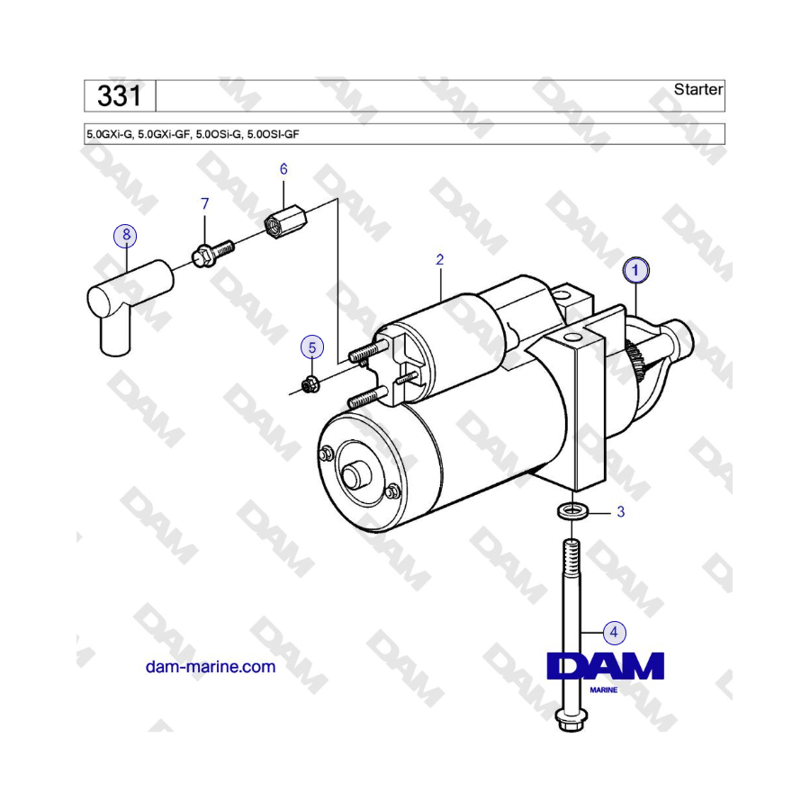 Volvo Penta 5.0L GXI-G / 5.0L GXI-GF / OSI-G / 5.0L OSI-GF - Starter 