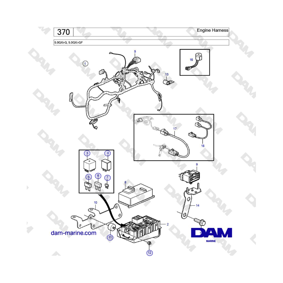 Volvo Penta 5.0L GXI-G / 5.0L GXI-GF - Engine Harness 