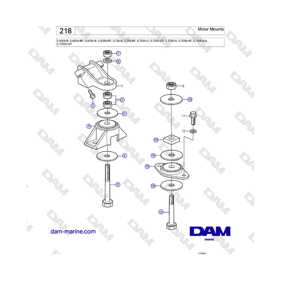 Volvo Penta 5.0GXi-B, 5.0GXi-BF, 5.0OSi-B, 5.0OSi-BF, 5.7Gi-B, 5.7Gi-BF, 5.7GXi-C, 5.7GXi-CF - Motor Mounts