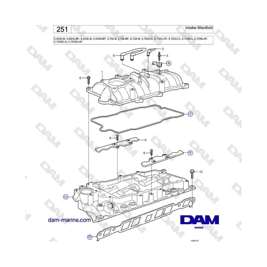 Volvo Penta 5.0GXi-B, 5.0GXi-BF, 5.0OSi-B, 5.0OSi-BF, 5.7Gi-B, 5.7Gi-BF - Intake Manifold