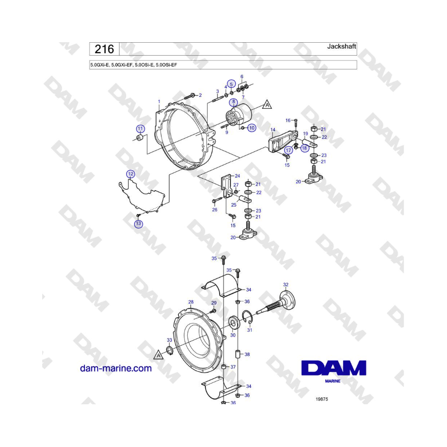 Volvo Penta 5.0GXi-E, 5.0GXi-EF, 5.0OSi-E, 5.0OSi-EF - Jackshaft