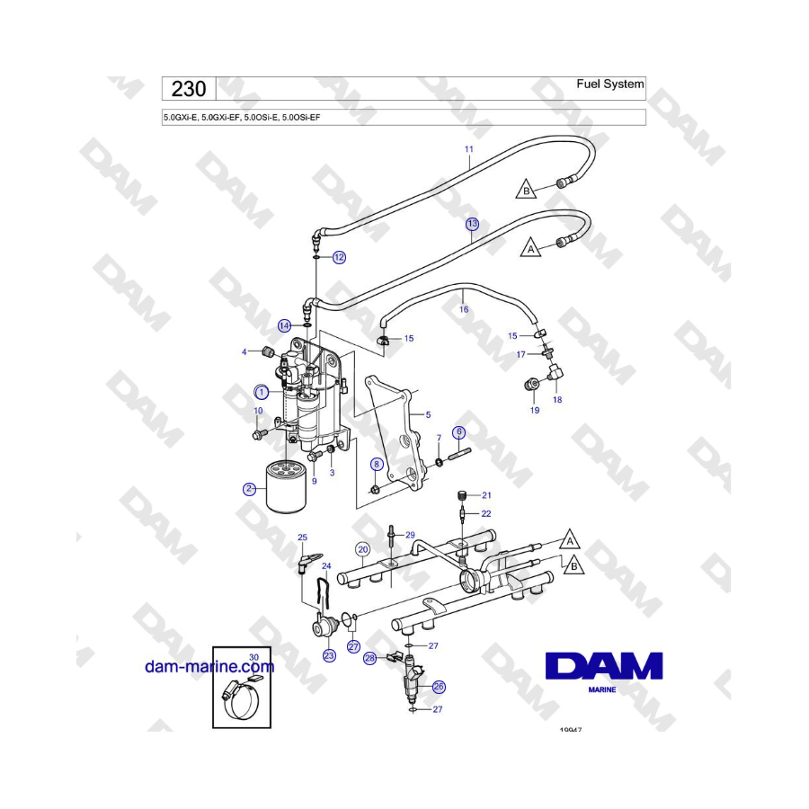 Volvo Penta 5.0GXi-E, 5.0GXi-EF, 5.0OSi-E, 5.0OSi-EF - Fuel System