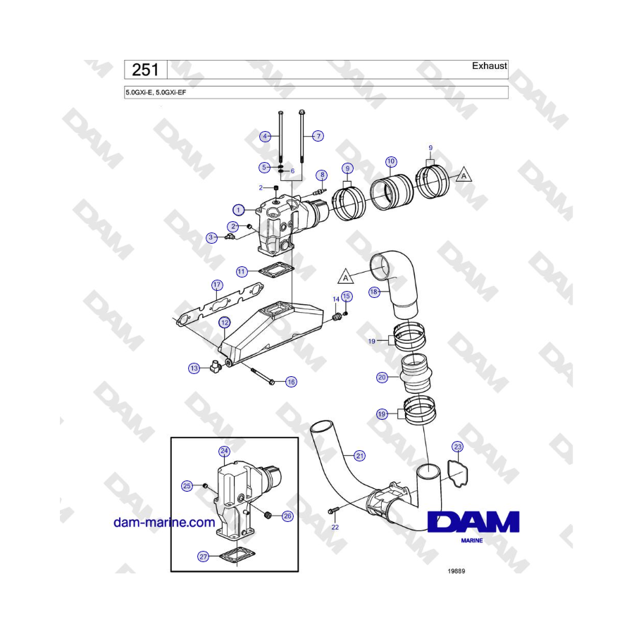 Volvo Penta 5.0GXi-E, 5.0GXi-EF - Exhaust