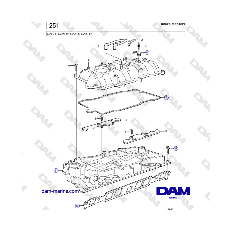 Volvo Penta 5.0GXi-E, 5.0GXi-EF, 5.0OSi-E, 5.0OSi-EF - Intake Manifold