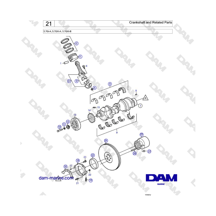 Volvo Penta 5.7Gi-A, 5.7GXi-A, 5.7GXi-B - Crankshaft and Related Parts 