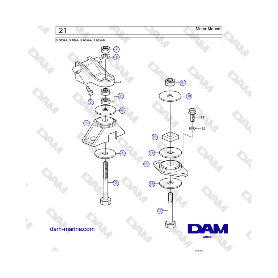 Volvo Penta 5.0GXi-A, 5.7Gi-A, 5.7GXi-A, 5.7GXi-B - Motor Mounts