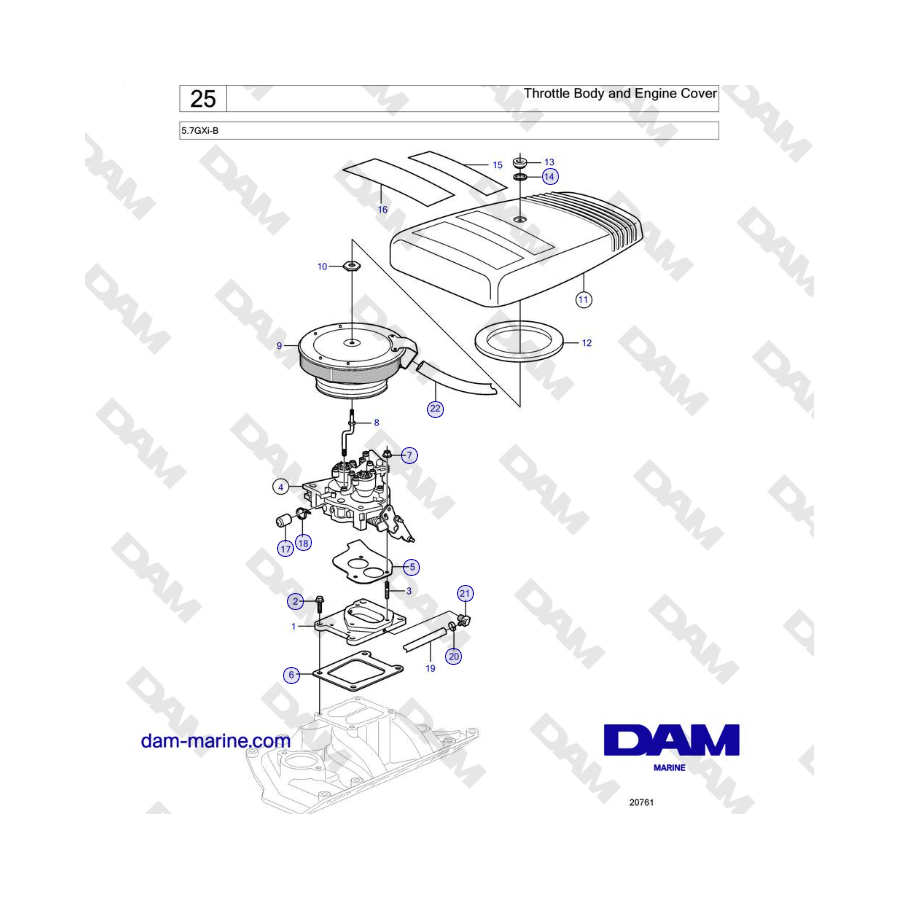 Volvo Penta 5.7GXi-B - Throttle Body and Engine Cover