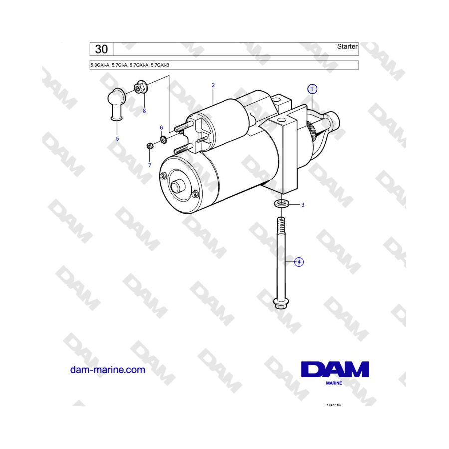 Volvo Penta 5.0GXi-A, 5.7Gi-A, 5.7GXi-A, 5.7GXi-B - Starter