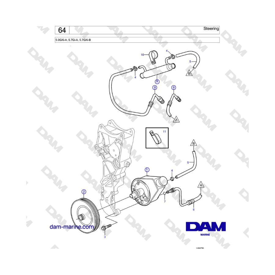 Volvo Penta 5.0GXi-A, 5.7Gi-A, 5.7GXi-B - Steering 