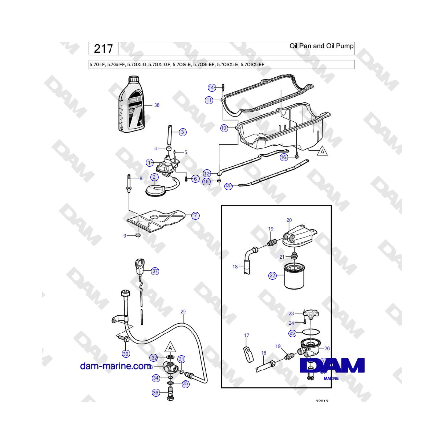 Volvo Penta 5.7Gi-F, 5.7Gi-FF, 5.7GXi-G, 5.7GXi-GF - Oil Pan and Oil Pump