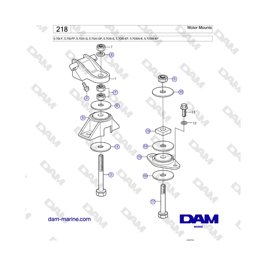 Volvo Penta 5.7Gi-F, 5.7Gi-FF, 5.7GXi-G, 5.7GXi-GF - Motor Mounts