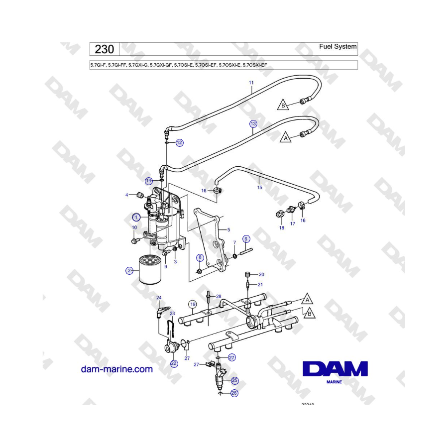 Volvo Penta 5.7Gi-F, 5.7Gi-FF, 5.7GXi-G, 5.7GXi-GF - Fuel System