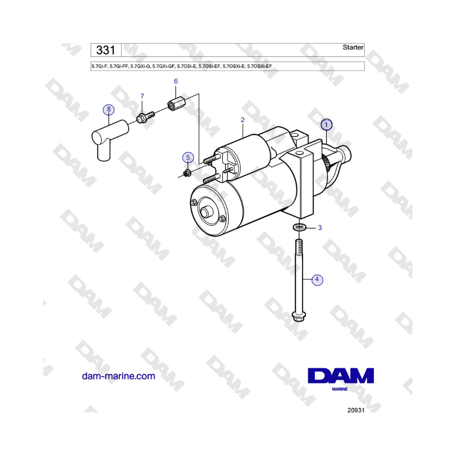 Volvo Penta 5.7Gi-F, 5.7Gi-FF, 5.7GXi-G, 5.7GXi-GF - Starter 