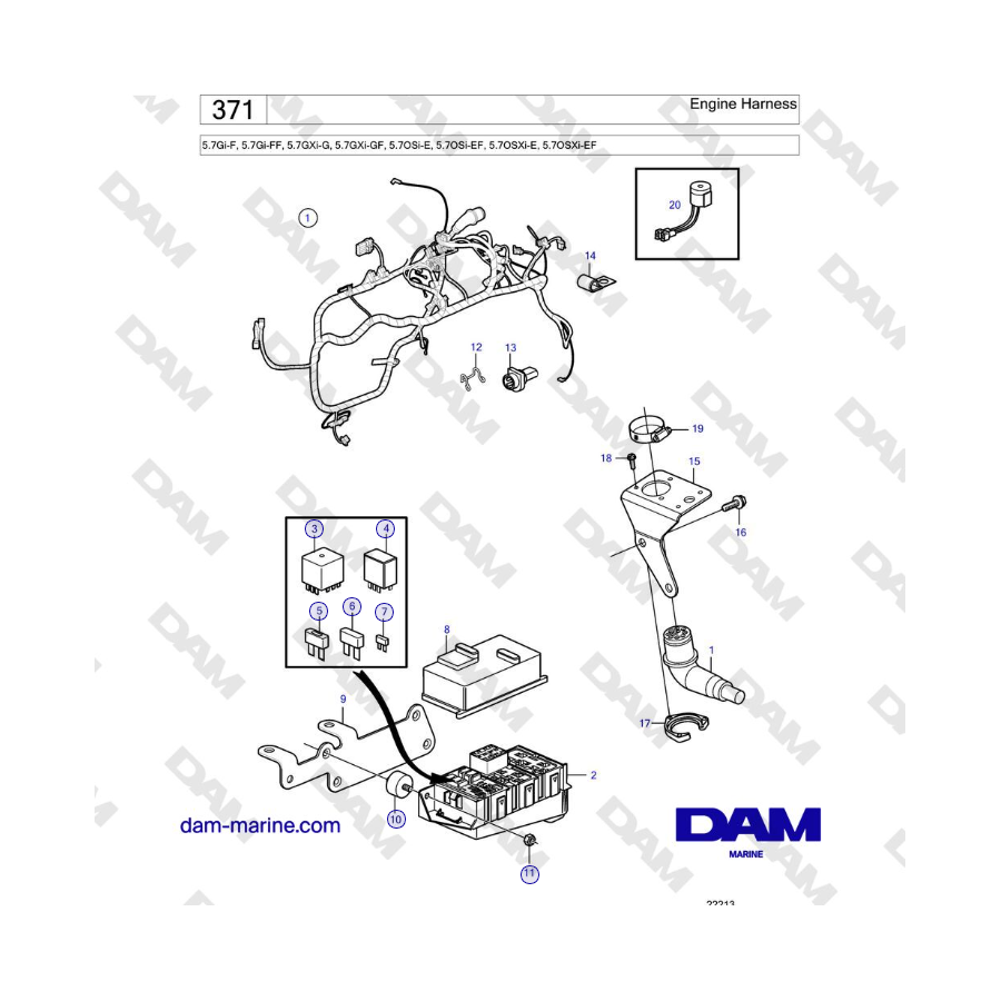 Volvo Penta 5.7Gi-F, 5.7Gi-FF, 5.7GXi-G, 5.7GXi-GF - Engine Harness 