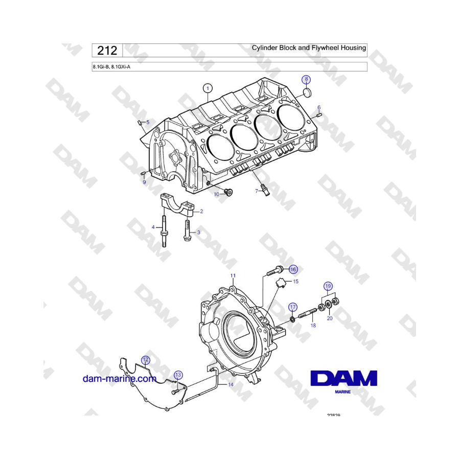 Volvo Penta 8.1Gi-B, 8.1GXi-A - Cylinder Block And Flywheel Housing