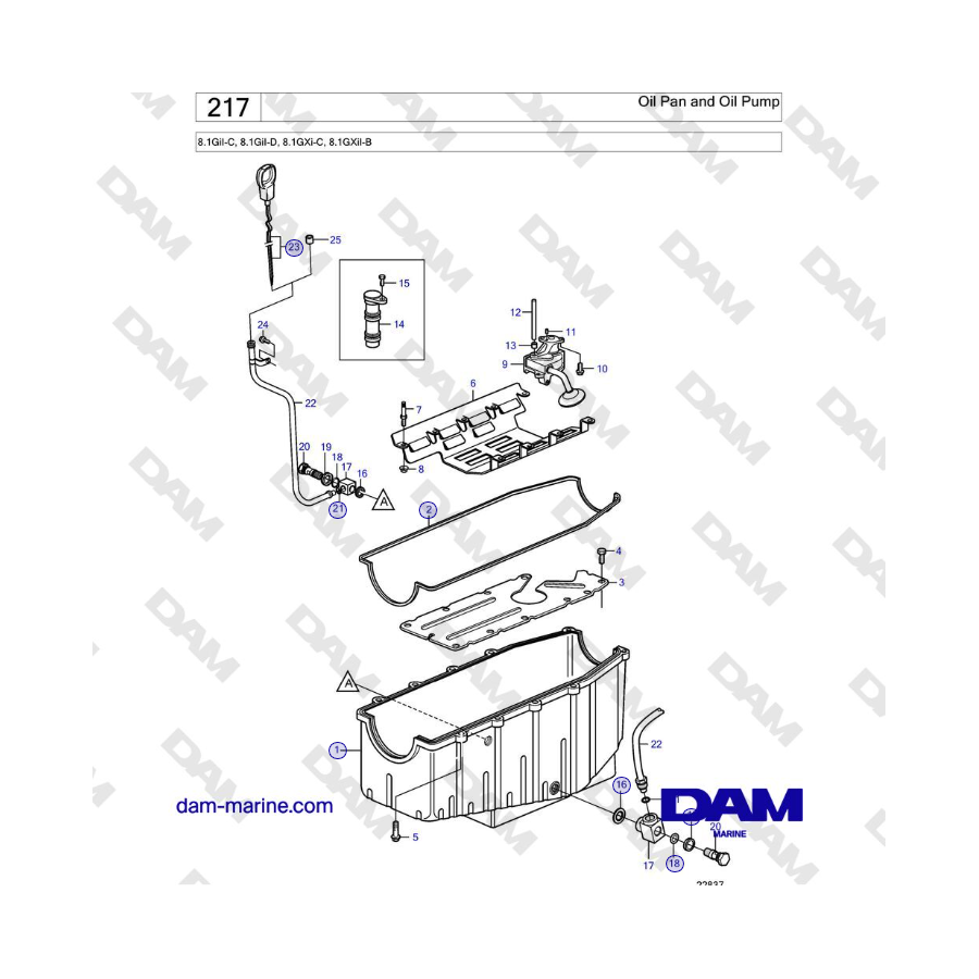 Volvo Penta 8.1GiI-C, 8.1GiI-D, 8.1GXi-C, 8.1GXiI-B - Oil Pan and Oil Pump 