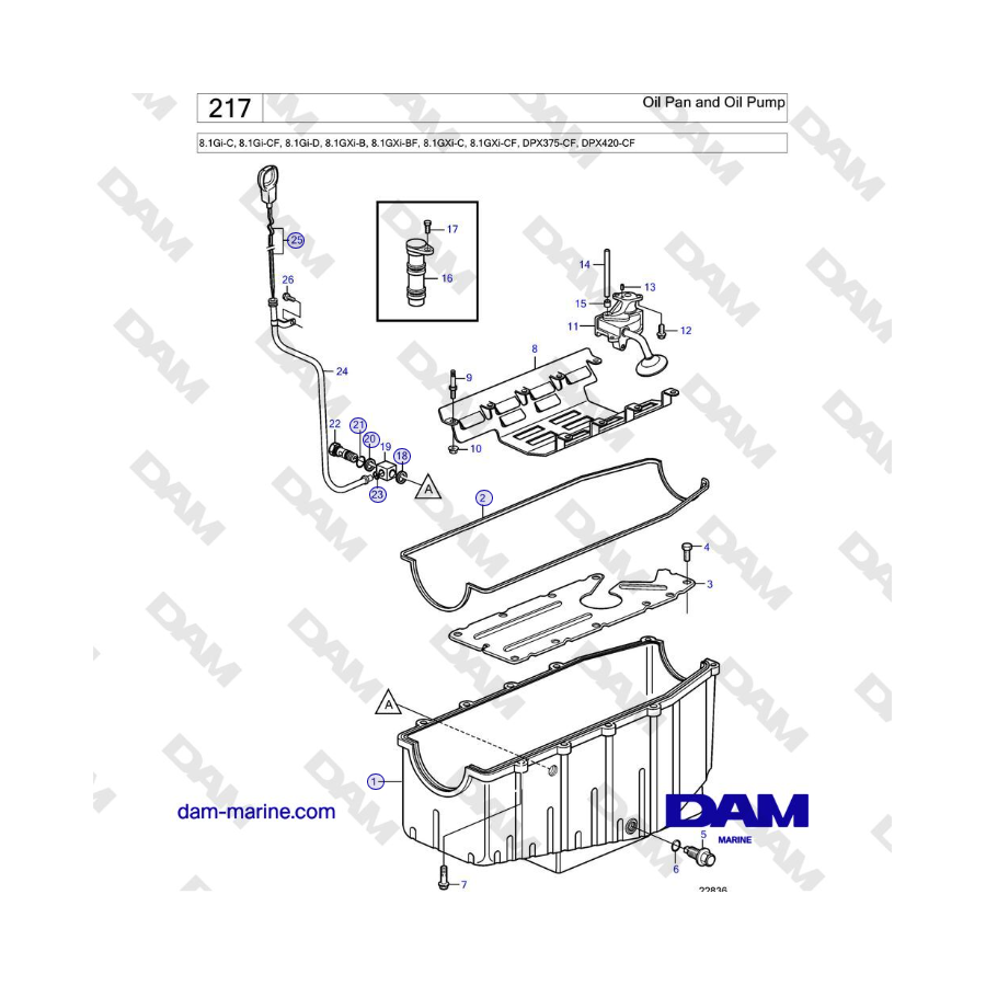 Volvo Penta 8.1Gi-C, 8.1Gi-CF, 8.1Gi-D, 8.1GXi-B, 8.1GXi-BF, 8.1GXi-C, 8.1GXi-CF - Oil Pan and Oil Pump