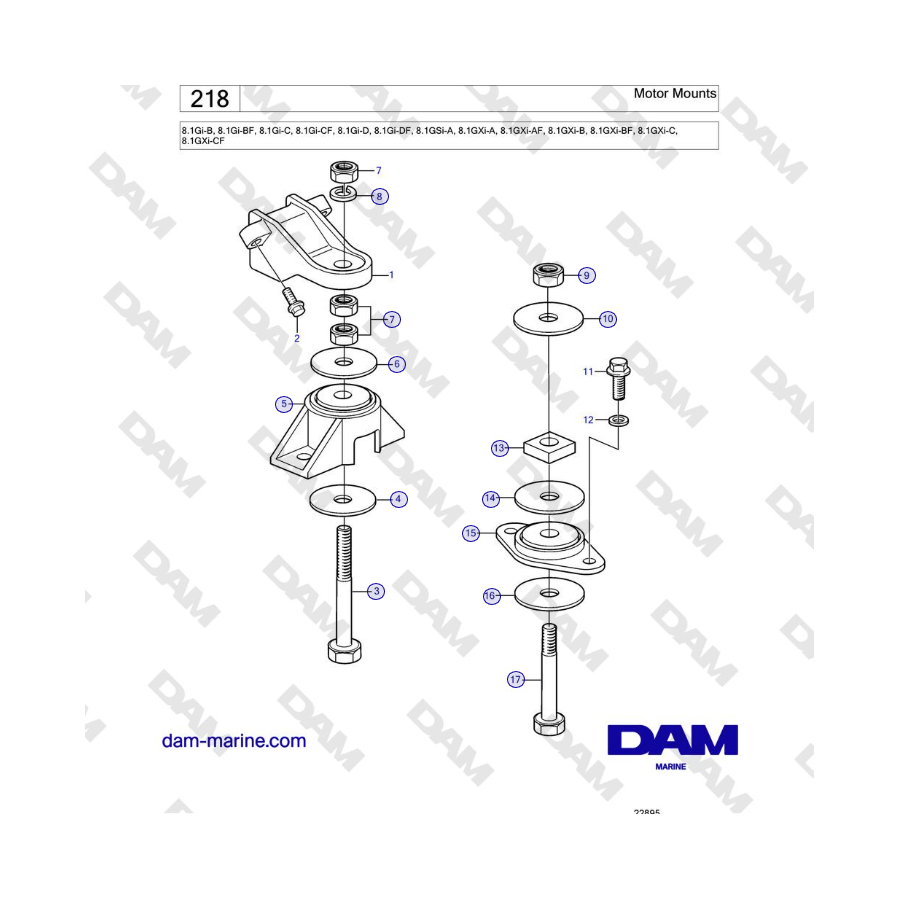 Volvo Penta 8.1GSi-A, 8.1GXi-A, 8.1GXi-AF, 8.1GXi-B, 8.1GXi-BF, 8.1GXi-C - Motor Mounts