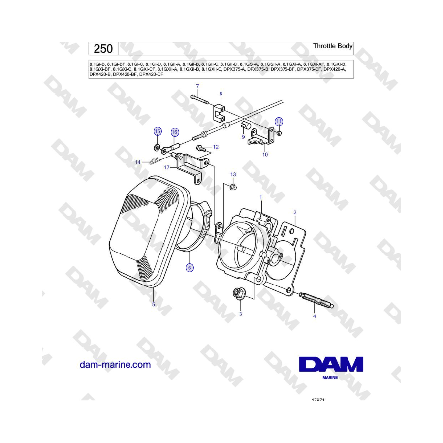 Volvo Penta 8.1GXi-A, 8.1GXi-AF, 8.1GXi-B, 8.1GXi-BF, 8.1GXi-C, 8.1GXi-CF - Throttle Body