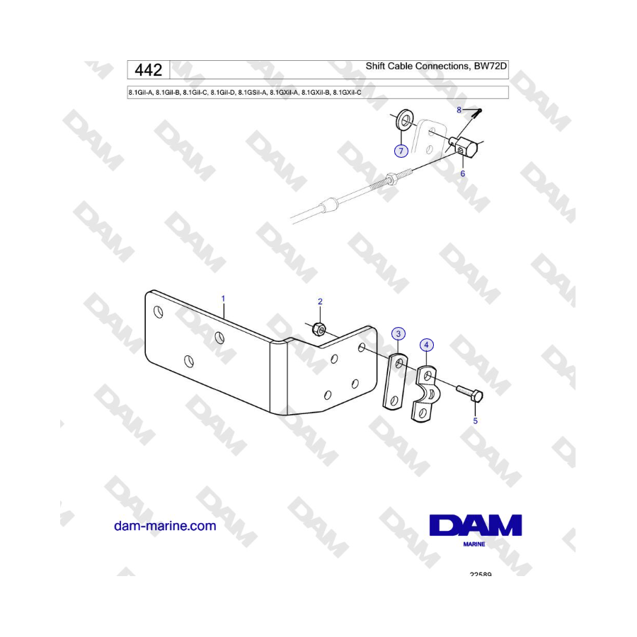 Volvo Penta 8.1GiI-A, 8.1GiI-B, 8.1GiI-C, 8.1GiI-D, 8.1GSiI-A, 8.1GXiI-A, 8.1GXiI-B, 8.1GXiI-C - Shift Cable Connections