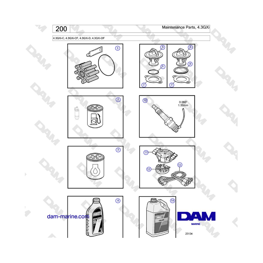 Volvo Penta 4.3GXi-C, 4.3GXi-CF, 4.3GXi-D, 4.3GXi-DF - Maintenance Parts, 4.3GXi