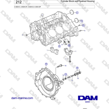 Volvo Penta 4.3GXi-C, 4.3GXi-CF, 4.3GXi-D, 4.3GXi-DF - Cylinder Block ...