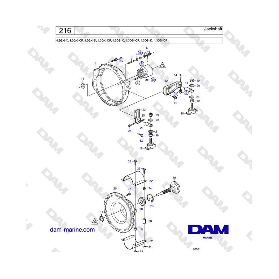 Volvo Penta 4.3GXi-C, 4.3GXi-CF, 4.3GXi-D, 4.3GXi-DF - Jackshaft 