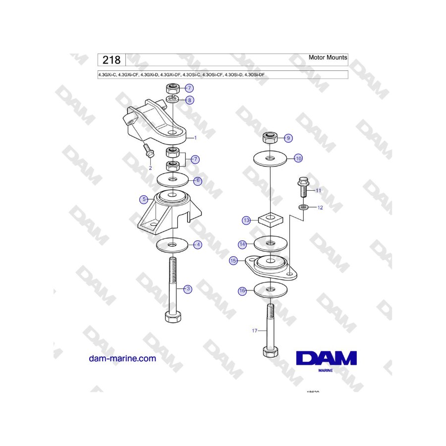 Volvo Penta 4.3GXi-C, 4.3GXi-CF, 4.3GXi-D, 4.3GXi-DF - Motor Mounts